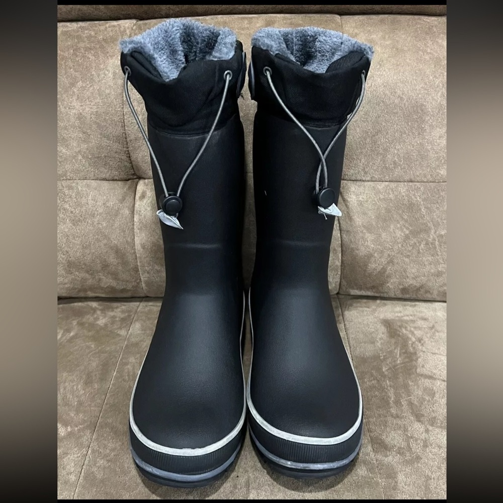 Western Chief Boys Ridge Camo Black Faux Fur Lined Rain Winter Boots Size 5